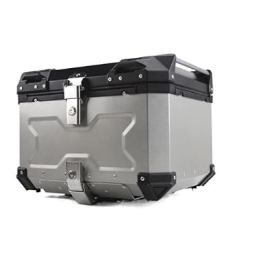 Imagem de Mala de viagem para motocicleta, caixa superior de motocicleta 45L, caixa traseira de alumínio, caixa de ferramentas de armazenamento de capacete, acessórios universais, à prova d'água, capa superior