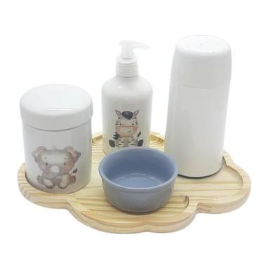 Imagem de Kit higiene bebê 5 peças Safari -  Molh Red Cinza -Porcelana - Antilop