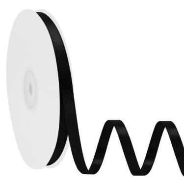 Imagem de Fita de Cetim Dupla Face Simplegoal - Preta, 0,6cm x 45m