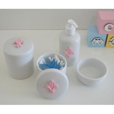 Imagem de Kit Higiene Bebê K016 Porcelanas Aplique Ursa Coroa Laço Nuvem Flor Ro