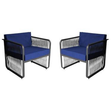 Imagem de Conjunto 2 Poltronas para Área Externa Santiago em Alumínio e Corda Náutica Acesse Móveis