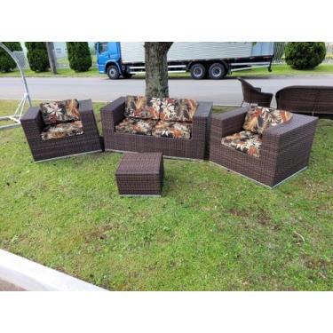 Imagem de Jogo de Poltronas Com Sofá Fibra Sintética Alumínio Varanda Área Exter