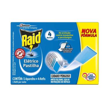 Imagem de Raid Repelente Elétrico Pastilha Aparelho e Refil com 4 unid