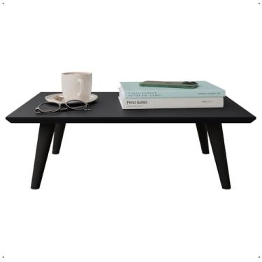 Imagem de Mesa De Centro Sala Retangular Retrô Pé Palito Moderno Decorativo Cor Preto