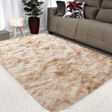 Imagem de Tapete Felpudo Peludo para Sala e Quarto, 200 x 150 cm, Macio e Fofinho (BEGE MESCLADO)