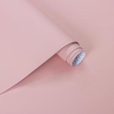 Imagem de Ismoon Papel de parede rosa descasque e cole papel de contato rosa 43 cm × 395 cm, papel de parede autoadesivo removível, papel de contato fosco para armários e gavetas, rolo de vinil para quarto de