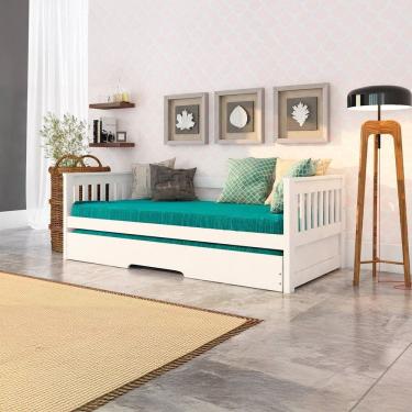 Imagem de Bicama Solteiro Mission Estilo Sofá em Madeira Maciça/mdf Branco