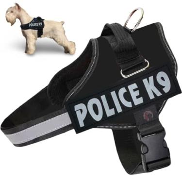 Imagem de Coleira Peitoral Para Cachorro Porte Pequeno Médio e Grande Colete Confortável Policia K9 (Preto, P)