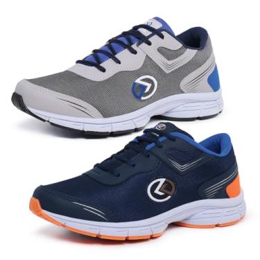 Imagem de Kit 2 Pares Tênis Masculino Esportivo Academia Treino Muscuçaão Caminhada Combo (Cinza+Marinho/Laranja, BR, Adulto, Numérico, 39)