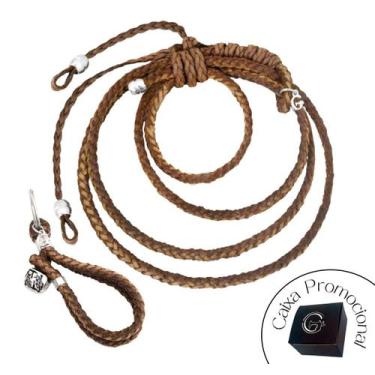 Imagem de Laço De Couro Cru Bege Para Retrovisor Decoração com Argola - GRANADO 