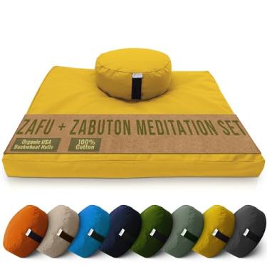 Imagem de Bean Products Conjunto de almofadas de meditação - Almofadas de meditação Zafu e Zabuton para sentar no chão, almofada de ioga, almofada de ioga de algodão, almofada de oração zen para ajoelhar -