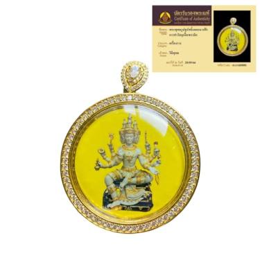 Imagem de 090. Pingente de amuleto tailandês Erawan, acredita-se que traz boa sorte e bênçãos. Este pingente sagrado é o amuleto tailandês bênção amuleto da sorte Santo Brahman Love Bay colar autêntico e raro