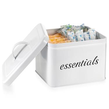 Imagem de Sumnacon Porta-Absorventes Internos Para Banheiro, Organizador Discreto De Produtos Femininos Farmhouse Com Alça, Tampa E Divisória Itens Pessoais, Almofada Ferro Galvanizado Absorventes Caixa Desca