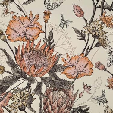 Imagem de Amaowdc Papel de parede floral descasque e cole papel de contato floral amarelo e rosa vintage papel de parede removível autoadesivo adesivo em papel de parede para decoração de quarto de banheiro 44