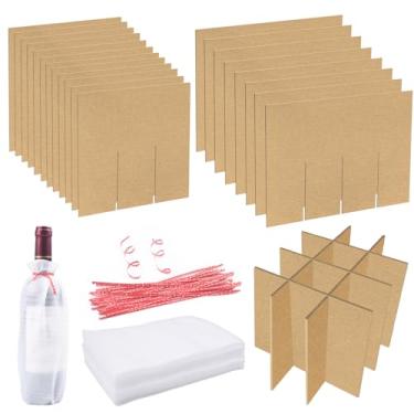 Imagem de aromeili 4 Conjuntos De Kits Embalagem Vidro, Divisórias Para Copos Caixa Mudança Com 24 Bolsas Espuma, Papelão Caixas Vinho Cozinha 16 X 12 Polegadas (Caixa Não Incluída)