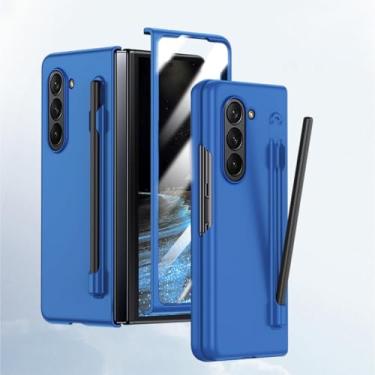 Imagem de HOULEE Capa para Samsung Galaxy Z Fold 5 com caneta S e protetor de tela, capa de telefone amigável para a pele com suporte para S Pen carregamento sem fio, capa protetora completa para PC para Galaxy