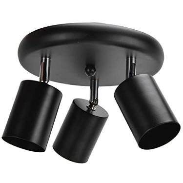 Imagem de Suporte Giratório para Holofote de Teto GU10 Com 3 Cabeças, Base de Lâmpada Ajustável para Quarto, Sala de Jantar, Shopping, 85-265V (três redondos pretos)