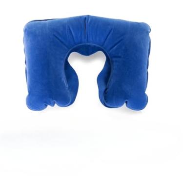 Imagem de Almofada de PescoçO Viagem InfláVel Travesseiro de Bordo Para AviãO Carro Trem e Viagens Kit(Azul (Masc + Auricular))