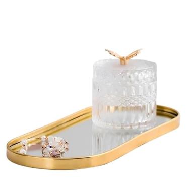 Imagem de Bandeja Espelhada Banheiro Lavabo Bandeja Decorativa Multiuso Preta Dourada(Dourado/8212)