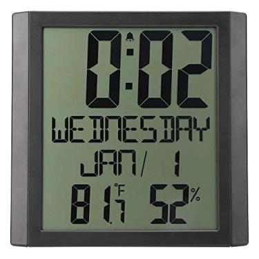 Imagem de Relógio de Exibição Digital de Tela Grande, Relógio de Parede Eletrônico Multifuncional Com Medidor de Temperatura e Umidade, Com Função de Soneca, 3 X Aaa Operada