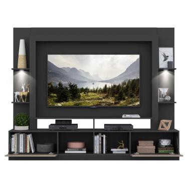 Imagem de Rack Estante Tv 65´´ Leds Preto /Laca Fumê