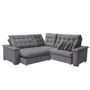 Imagem de Sofá Manchester 2.63x2.63m De Canto, Retrátil E Reclinável - Chumbo