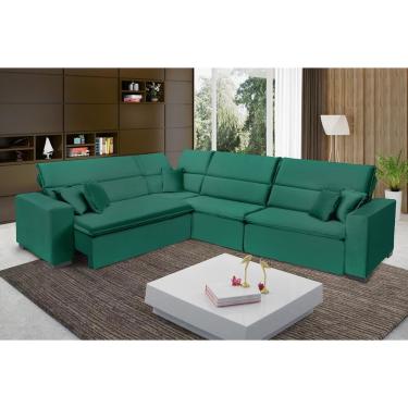 Imagem de Sofá Milão 2.50x3.75m De Canto, Retrátil E Reclinável - Verde