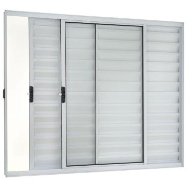 Imagem de Janela Veneziana 3 Folhas Com Grade Direita Branco 100x100cm Ecosul Esquadrisul