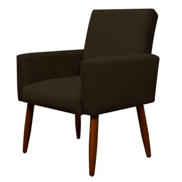 Imagem de Poltrona Nina Sala Pés Em Madeira Herrero Marrom Escuro