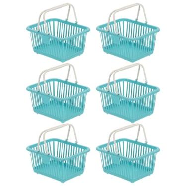 Imagem de PATIKIL 6 peças de cesta pequena de plástico, mini cesta de armazenamento de mercearia pequenas cestas de compras com alças organizador de água filtrada para organizar brinquedos, ovos, frutas