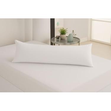 Imagem de Travesseiro De Corpo Xuxinho Com Capa Micro Percal 200 Fios Enchimento 100% Silicone Tamanho Compacto, Elegância Para Quartos E Salas. (Branco)