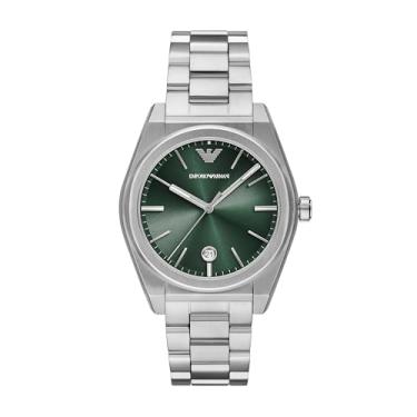 Imagem de Emporio Armani Relógio masculino de aço inoxidável com três ponteiros (modelo: AR11621), Prata