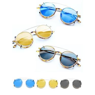 Imagem de Clippies Óculos de sol Clippies Polarized, Regular, Colorido Clipon para óculos de grau Não Flip Clip-on Sunnies - Pacote com 3 capas rígidas, Dourado