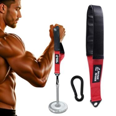 Imagem de Pulseira de treinamento de braço com manga de couro – Alça de aderência de anel duplo para força de pulso, antebraço e bíceps – compatível com máquinas de cabo e faixas de resistência