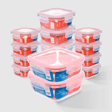 Imagem de Kit com 14 Potes de Vidro Herméticos Quadrados Conserve Mais Invicta, 