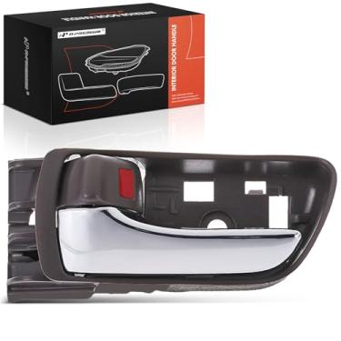 Imagem de A-Premium Maçaneta interna dianteira esquerda do lado do motorista compatível com Toyota Sienna 2004-2010, alavanca cromada e maçaneta marrom, substituição # 69206-AE020-E0, 69206AE020E0