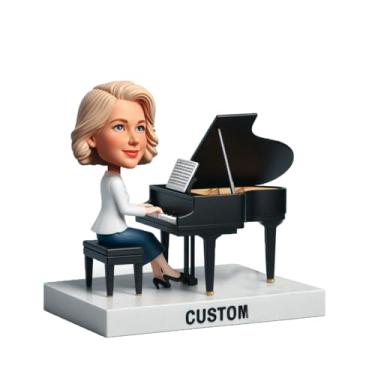 Imagem de Piano tocando Lady Bobblehead feito à mão a partir de foto para entusiastas de piano perfeito para decoração de escritório token personalizado exclusivo