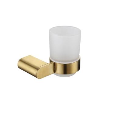 Imagem de Conjunto de banheiro dourado escovado - Toalheiro de aço inoxidável - Suporte para papel higiênico - Kit de 6 peças, porta-escovas de dentes