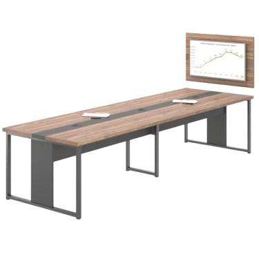 Imagem de Mesa Sala De Reunião Empresa Painel 6 Lugares Noce Preto