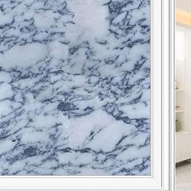 Imagem de Película de janela de privacidade de mármore, textura de estilo mármore, filme de vidro para sala de estar e escritório em casa, L90 x C 190 cm
