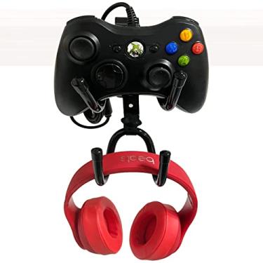 Imagem de Pmsanzay Suporte duplo para controle de jogos e suporte de fone de ouvido para PS3/PS4/PS5/Xbox 360/Xbox One/S/X/Elite/Series S/Series X, controle Pro, etc