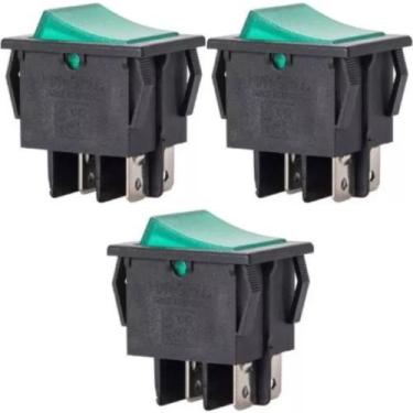 Imagem de 3 botão gangorra interruptor bipolar 10a iluminação verde 29223 margir