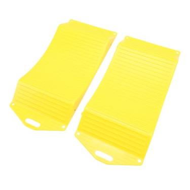 Imagem de Keenso Rampas de Economia de Pneus, 1 par de Pneus de Roda Rampas Anti -slip Bloce Durante Toda a Estação HDPE para Carros Esportivos SUVs Campers Trailers Trucks RVs Yellow (Pequeno (GT18p))