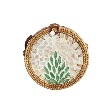 Imagem de SHAREYOIU Bolsas vintage feitas à mão, feitas à mão, com ombros de vime, natural, chique, à mão, estilo tropical de praia com, Árvore