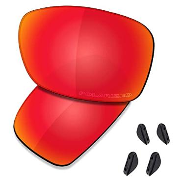 Imagem de SAUCER Lentes de reposição premium e protetores de nariz para óculos de sol Oakley Dispute OO9233 de alta definição - vermelho fogo polarizado