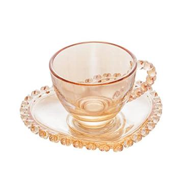 Imagem de Lyor XÍCARA PARA CAFÉ COM PIRES DE CRISTAL CORAÇÃO 80ml ÂMBAR