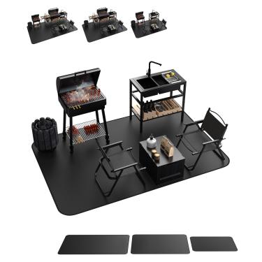 Imagem de Gancuiwen Tapete de churrasco grande de 228 x 132 cm para churrasqueira, tapete de silicone de dupla face para protetor de deck de churrasqueira ao ar livre, tapete de lareira interna/tapete de