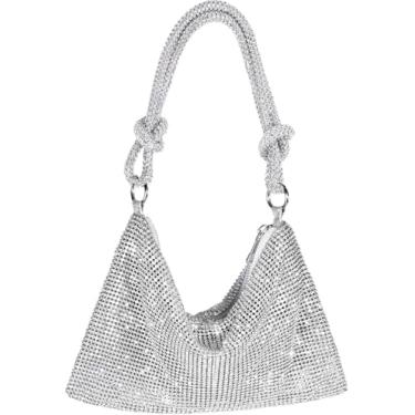 Imagem de Fullishment Bolsa de strass brilhante para noite mini bolsa clutch para mulheres, casamento, formatura, festa, clube, Prata