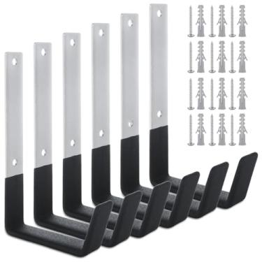 Imagem de ABuff Pacote com 6 ganchos utilitários resistentes para armazenamento de garagem, suporte de parede, suporte de mangueira, gancho de bicicleta, gancho de motosserra de escada, gancho de soprador de