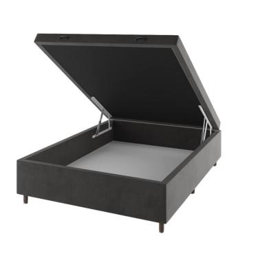 Imagem de Base Box Bau Casal Cairo (43x138x188cm) Grafite - Casa Giulia